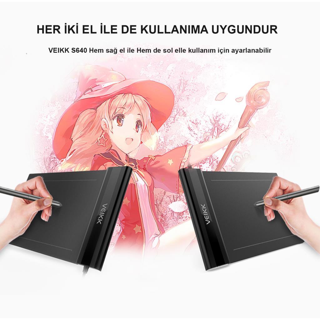 Veikk S640 6 x 4" 8192 Levels 5080 LPI Grafik Tablet + Kalem