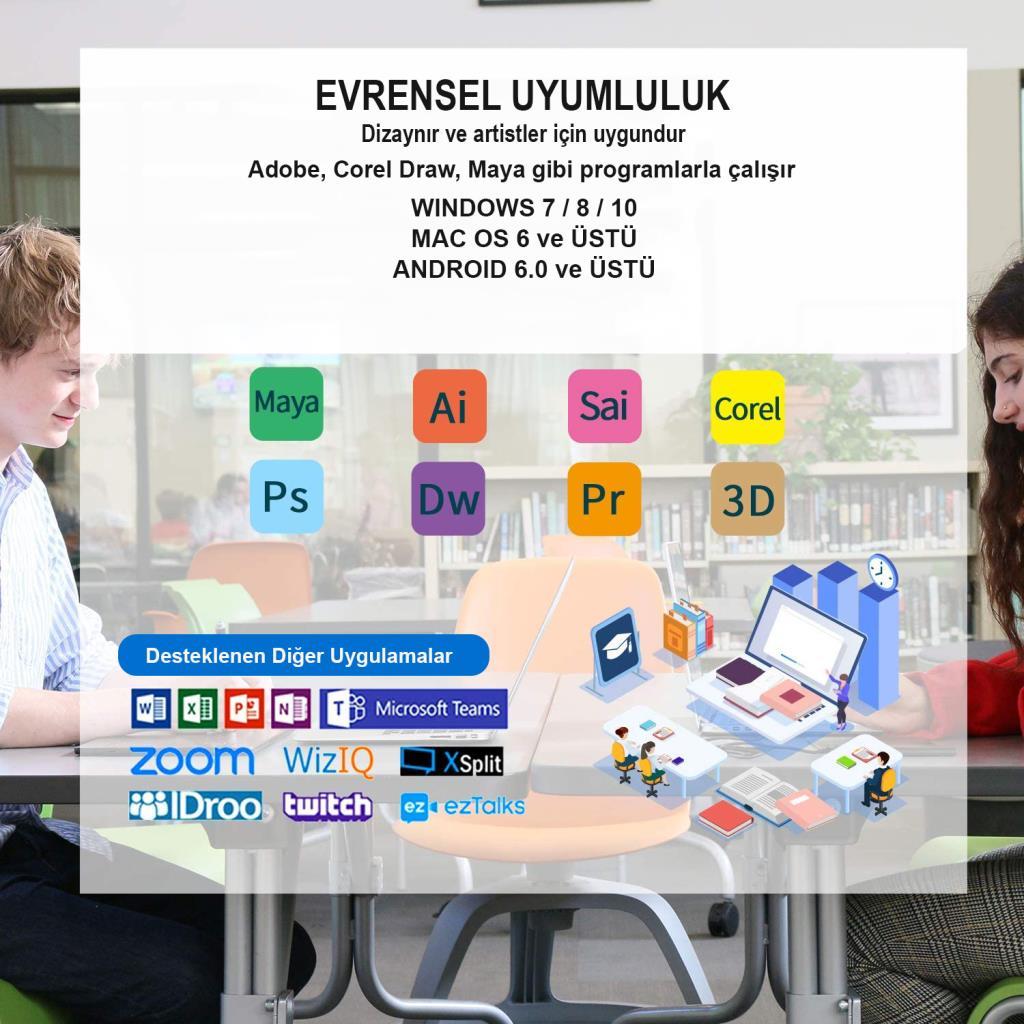 Veikk S640 6 x 4" 8192 Levels 5080 LPI Grafik Tablet + Kalem