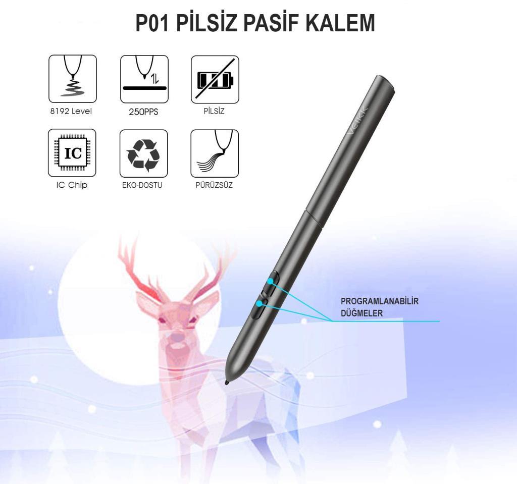 Veikk S640 6 x 4" 8192 Levels 5080 LPI Grafik Tablet + Kalem