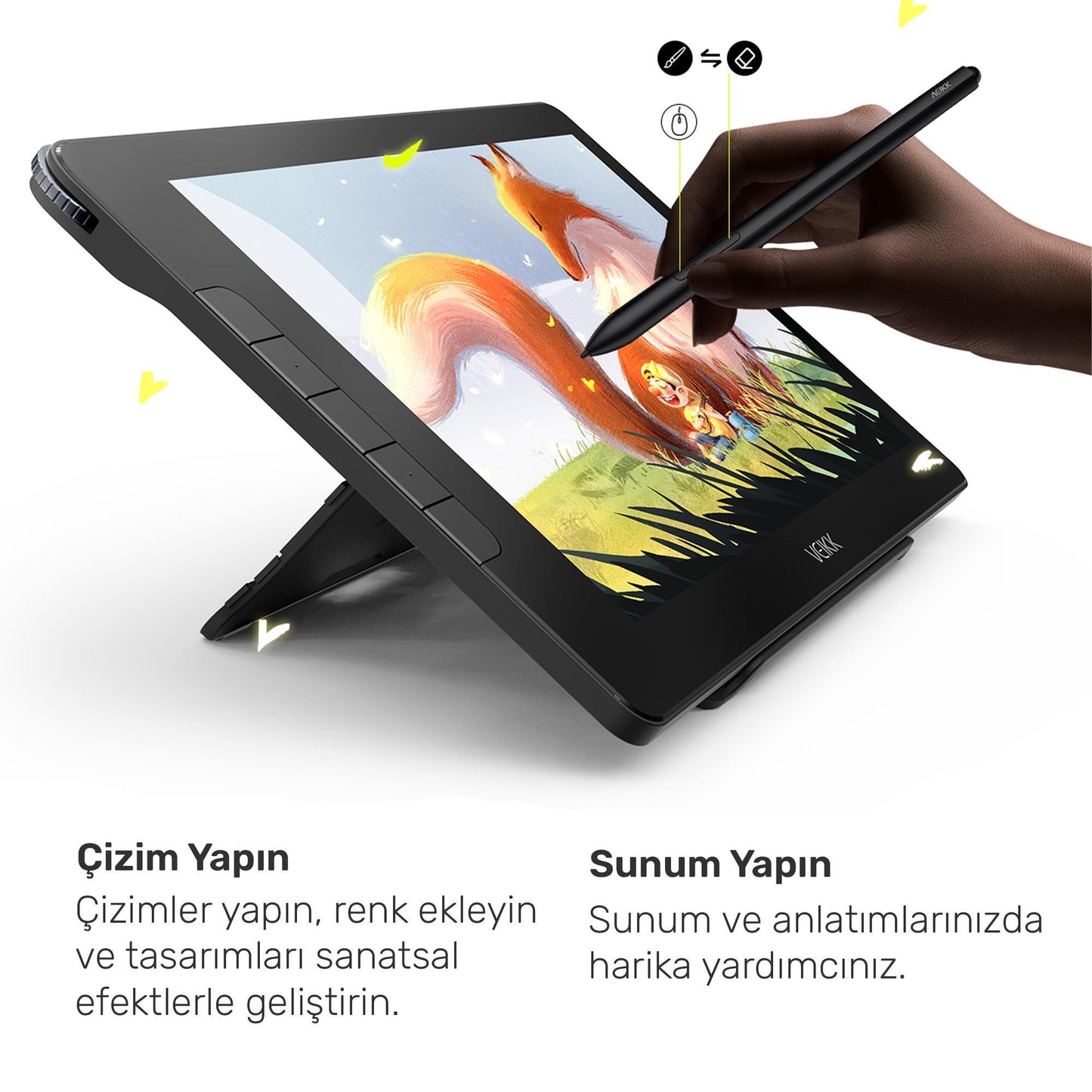 Veikk VK1600 Grafik Tableti İçin Pilsiz Pasif Kalem (Veikk P10)