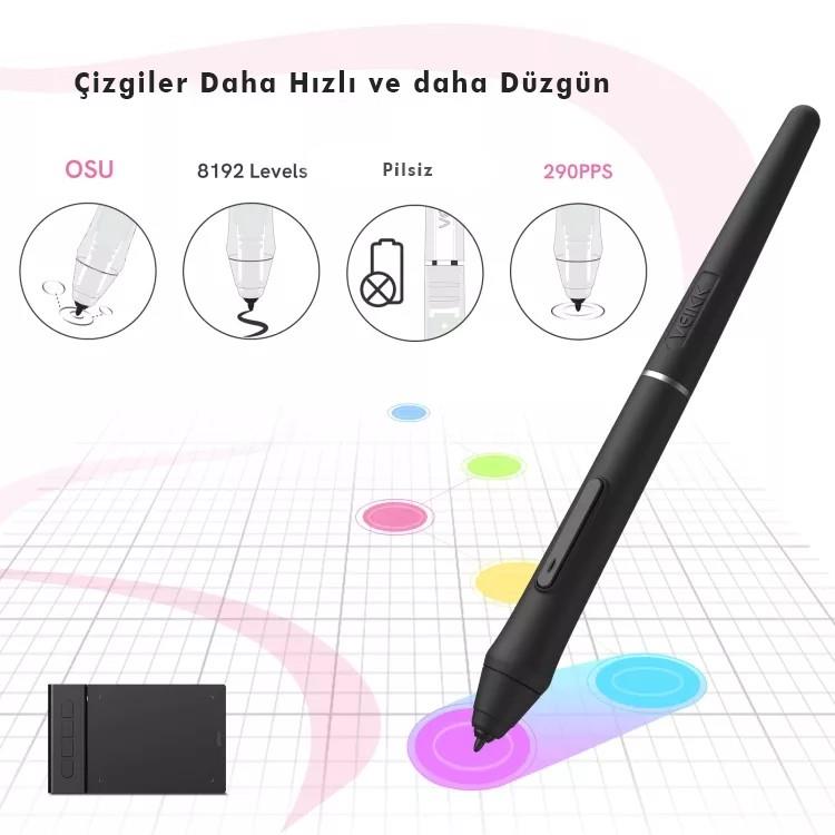 Veikk VK430 4X3 4 Kısayol Tuşlu Taşınabilir İmza Grafik Tablet Kalem