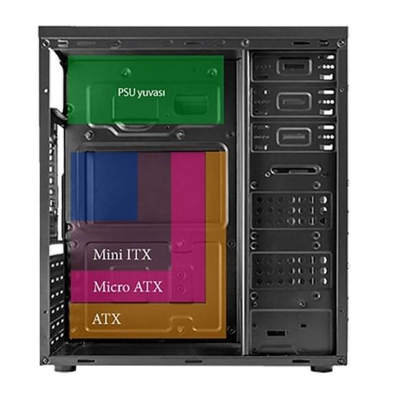 VENTO TA-K61 500W Siyah-Gümüş Mid Tower ATX Kasa