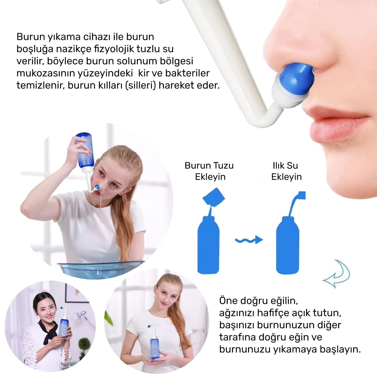Waterpulse YT-300 Profesyonel Burun Temizleme Taşınabilir Nazal Bakım Burun Duşu