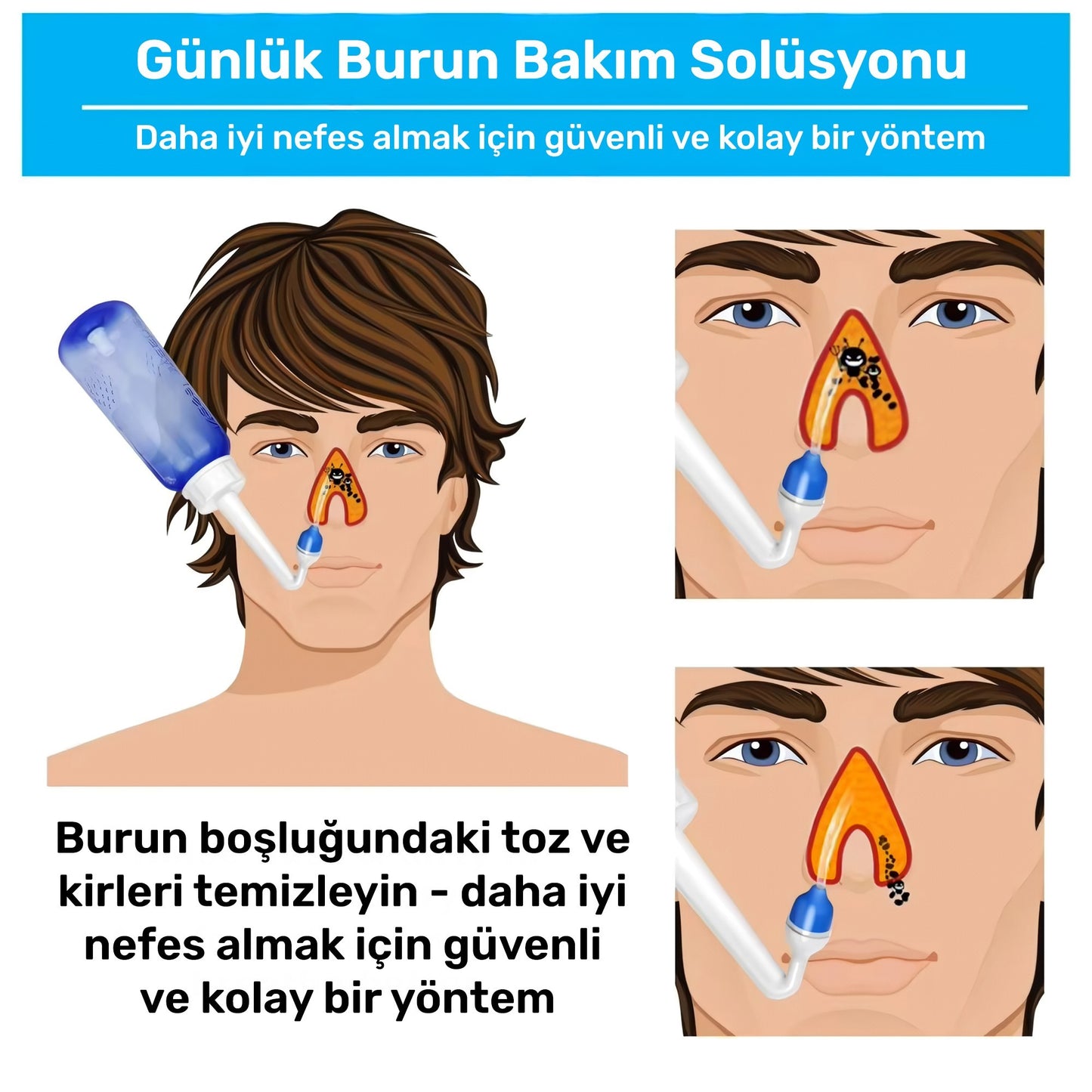 Waterpulse YT-300 Profesyonel Burun Temizleme Taşınabilir Nazal Bakım Burun Duşu