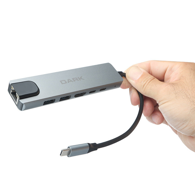 DARK DK-AC-U31X47 6'sı 1 Arada USB 3.2 Type-C to Ethernet / HDMI USB 3.0 - USB 2.0 / USB-C 65W Macbook Port Çoklayıcı HU