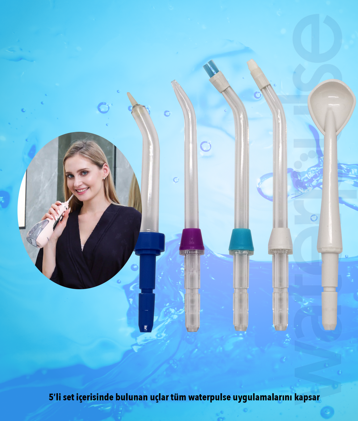 Waterpulse Tüm Modellere Uyumlu Profesyonel 5'li Yedek Uç