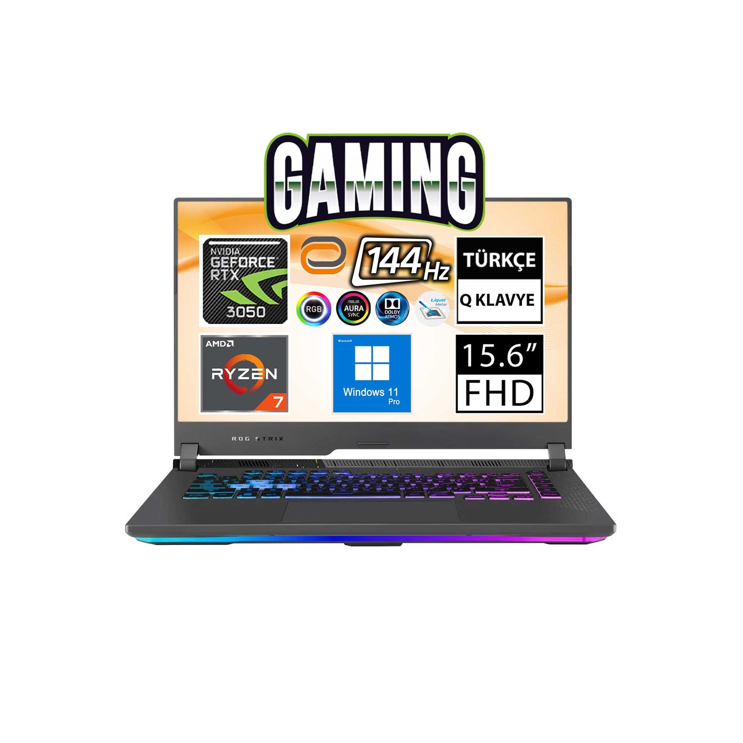 Asus ROG Strix G15 G513RC-HN194A6 Ryzen7 6800HS 16GB 512SSD RTX3050 15.6" FullHD FreeDOS Taşınabilir Bilgisayar OUTLET