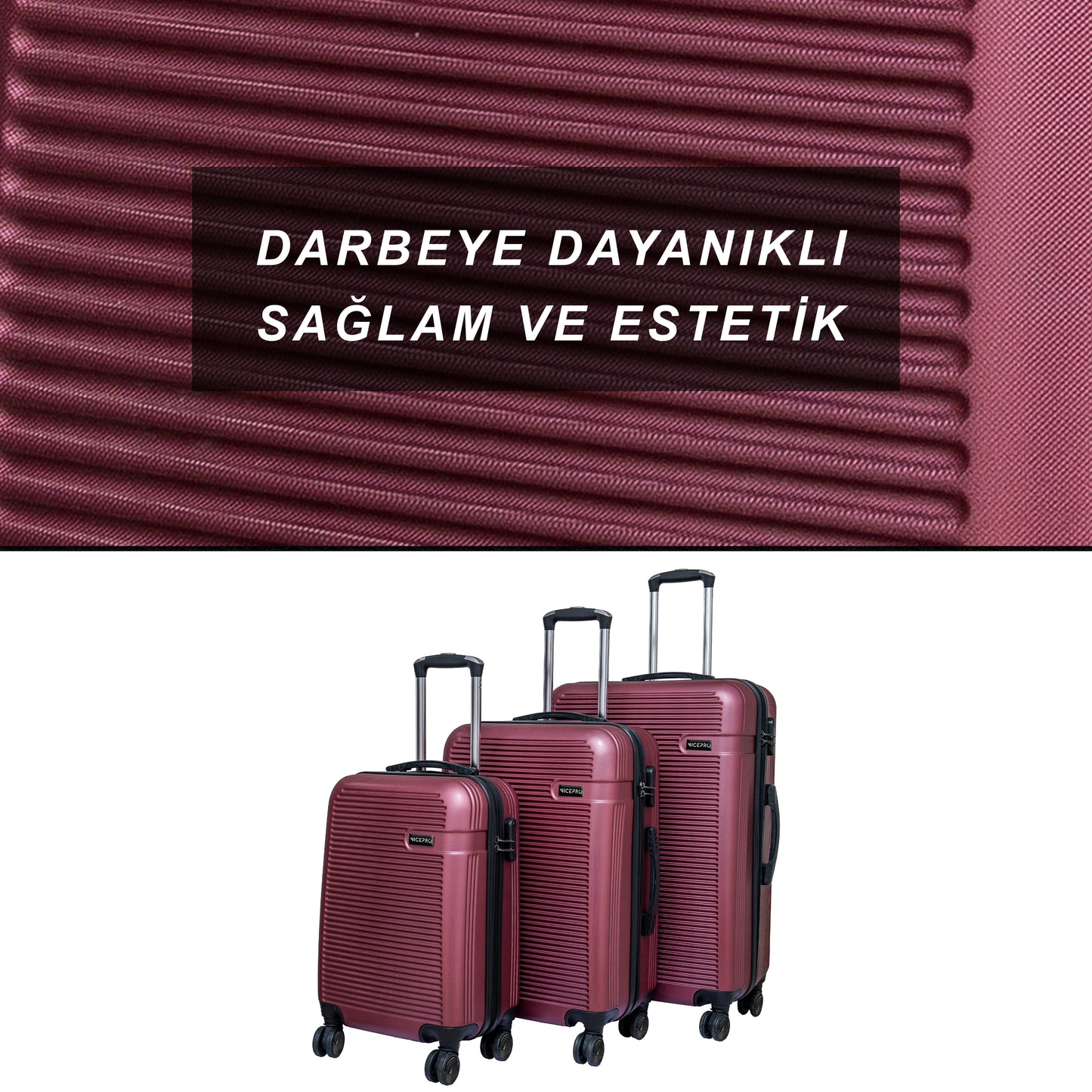 NPO Sapphire ABS, Orta Boy 1'li Kırılmaz Valiz Seti-Bordo OUTLET