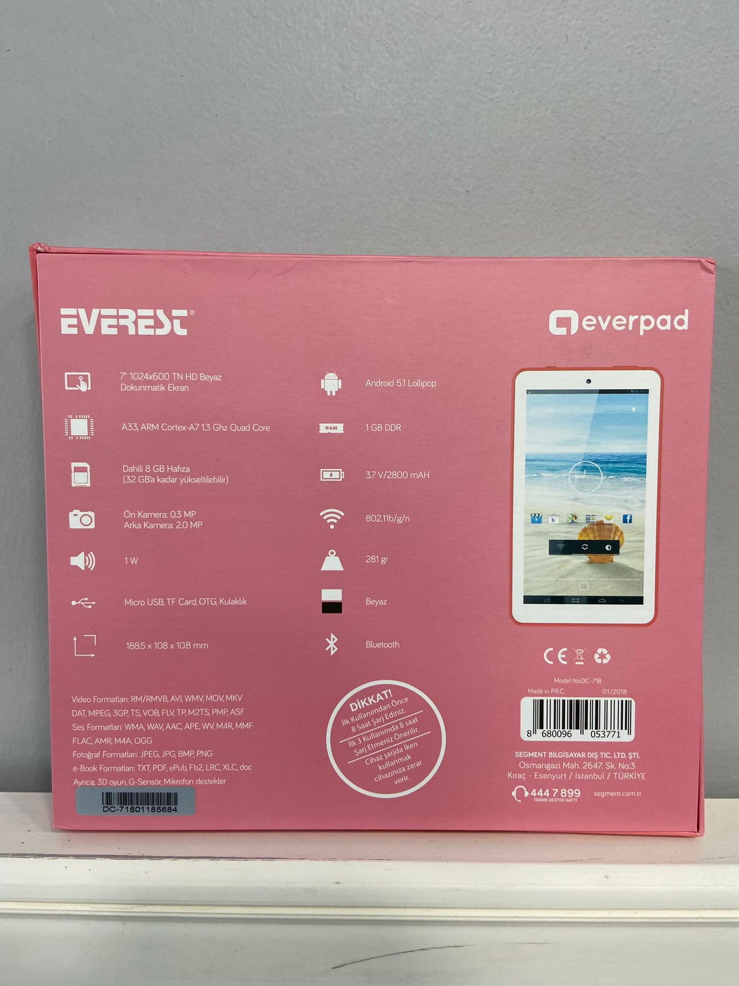 Everest Everpad DC-718 1GB 8GB 7" Kırmızı  Beyaz Tablet OUTLET 