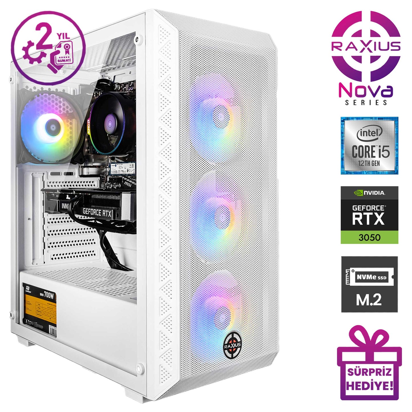 RaXius Nova G2 i5 30506G-124 i5-12400 RTX3050 6 GB Gaming Masaüstü Bilgisayar