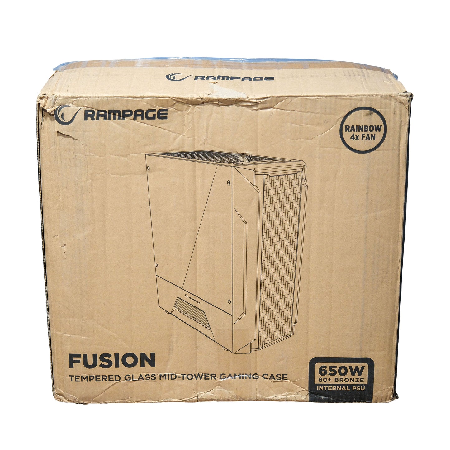 Rampage FUSION 650W 80+ BRONZE 4 Rainbow Fanlı Temperli Cam Panel ATX MID Tower Oyuncu Kasası OUTLET