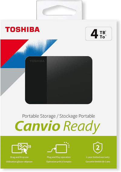 Toshiba 4TB Canvio Ready 2.5" Gen1 USB 3.2 Harici Harddisk (HDTP340EK3CA)