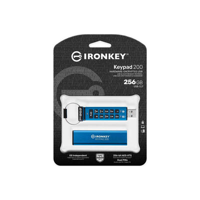 Kingston IKKP200-256GB 256GB IronKey Keypad 200, FIPS 140-3 Lvl 3 (Pending) Flash Bellek