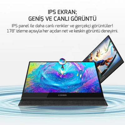 Ezcool 15.6" Lite E15 60Hz Fhd Portable Taşınabilir Monitör (Sıfır Ölü Piksel Garantili)