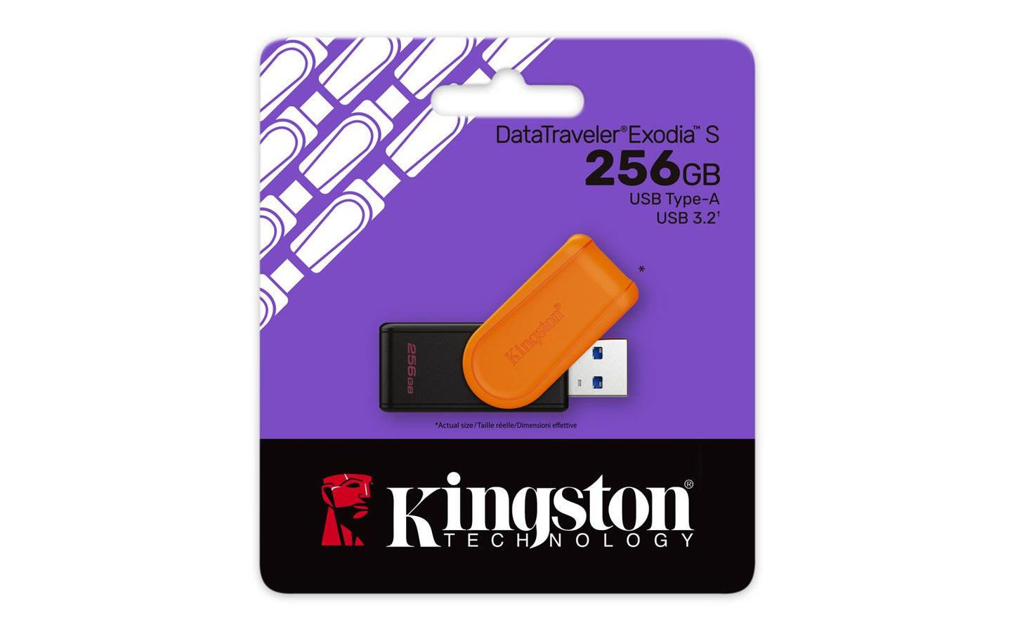 Kingston DTXS-256GB 256GB Portable USB 3.2 Gen1 DataTraveler ExodiaS (Black-Orange) Flash Bellek