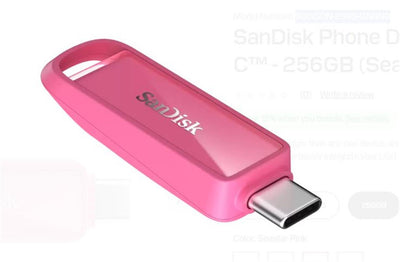 Sandisk SDIXS0N-256G-GN6NG 256GB Phone Drive with USB-C-128GB (Seastar Pink) Flash Bellek