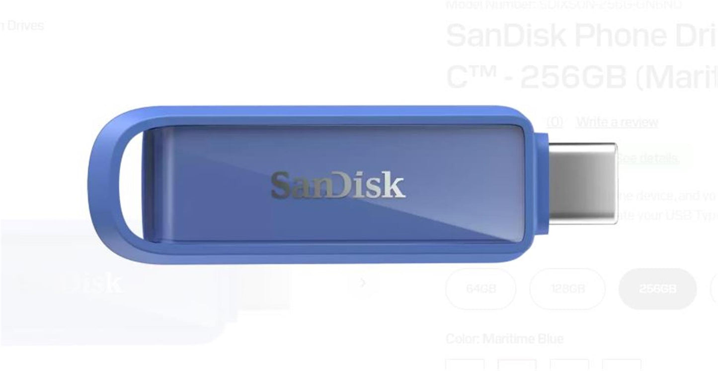 Sandisk 256GB USB-C Flash Bellek - Maritime Blue