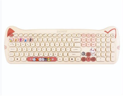 Everest KM-6283 CATTY Renkli Tuşlu Sarı Kablosuz 2.4 + BT Q Multimedia Klavye + Mouse + Pad Set