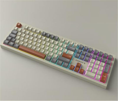 Everest KM-78 Rena Krem-Gri-Kahve Kablosuz 2.4 + BT RGB Aydınlatmalı Sessiz Q  Klavye + Mouse Se