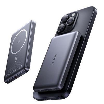 MCDODO MC-4651 10000mAh 20W Metal Ultra İnce Manyetik Kablosuz Powerbank - Siyah