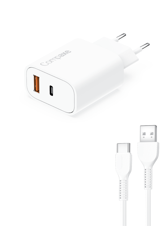 COMPAXE CTA-350 UT 35W 5V USB TO TYPE C 3A ADAPTÖR Beyaz KABLOLU SET