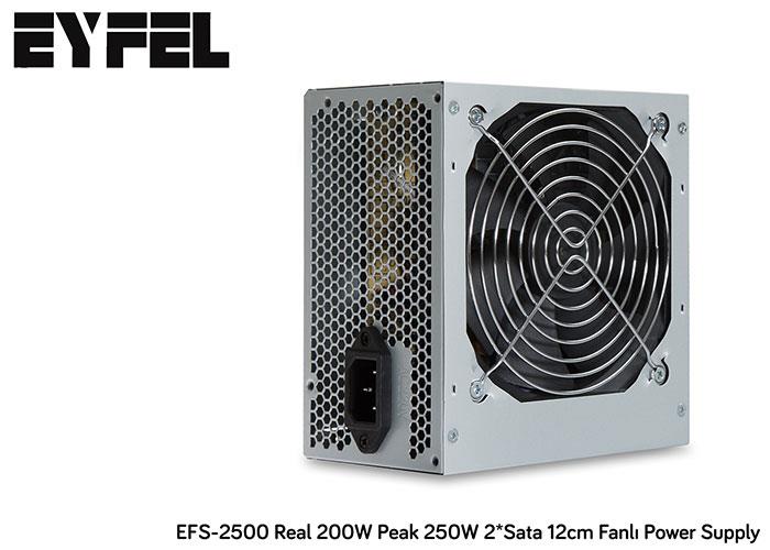 EYFEL EFS-2500 200W PEAK 250W Metalik 12cm Fanlı Power Supply