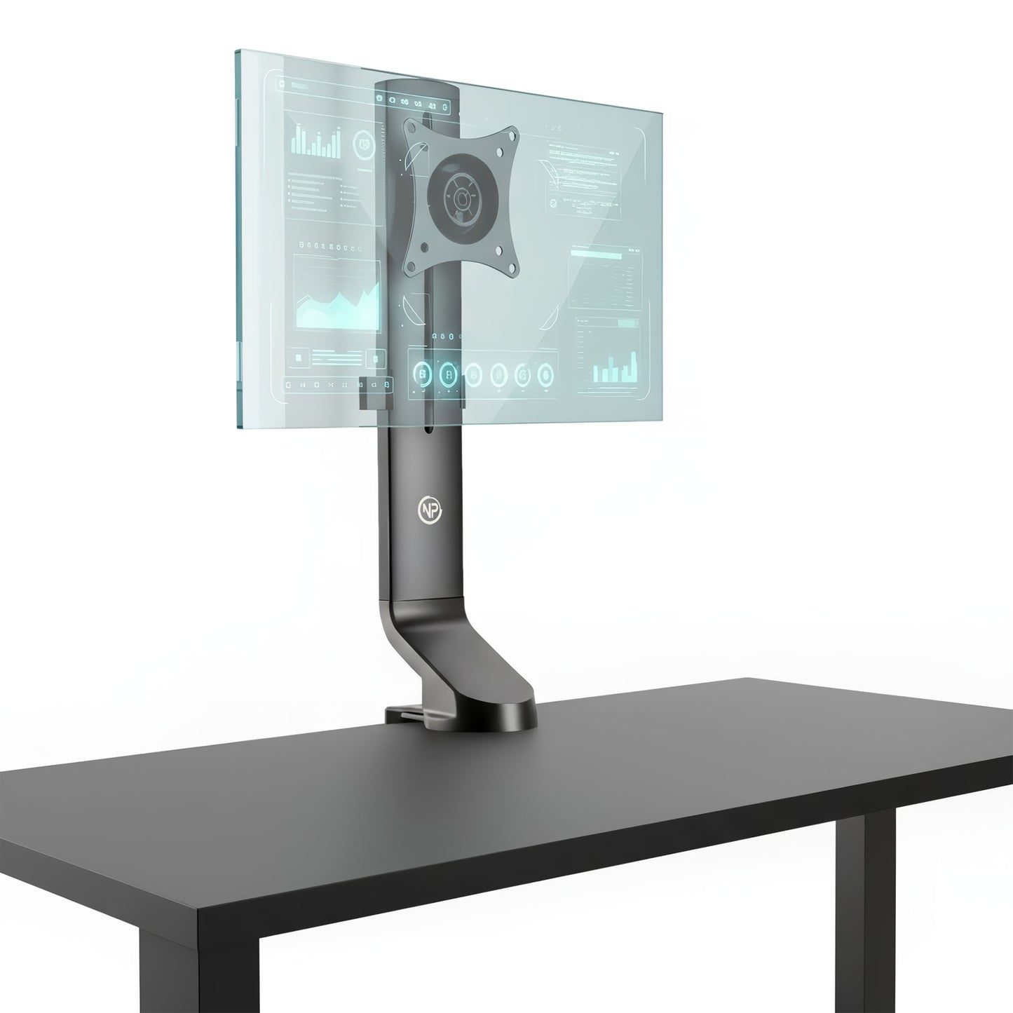 NPO STD2101B 17"-32" VESA Uyumlu 180° Yükseklik Ayarlı Kablo Yönetimli Tekli Monitör Standı