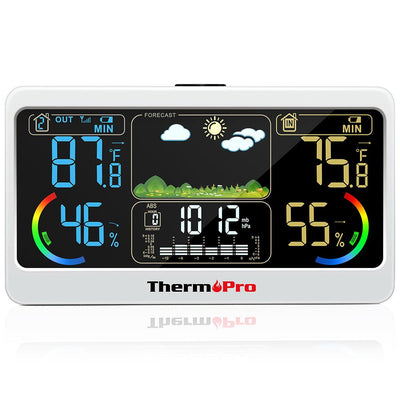 ThermoPro TP68B 7'' Wifi Iç-Dış Mekan Dijital Sıcaklık,Nem,Basınç Ölçer, Hava Tahmin İstasyonu OUTLET