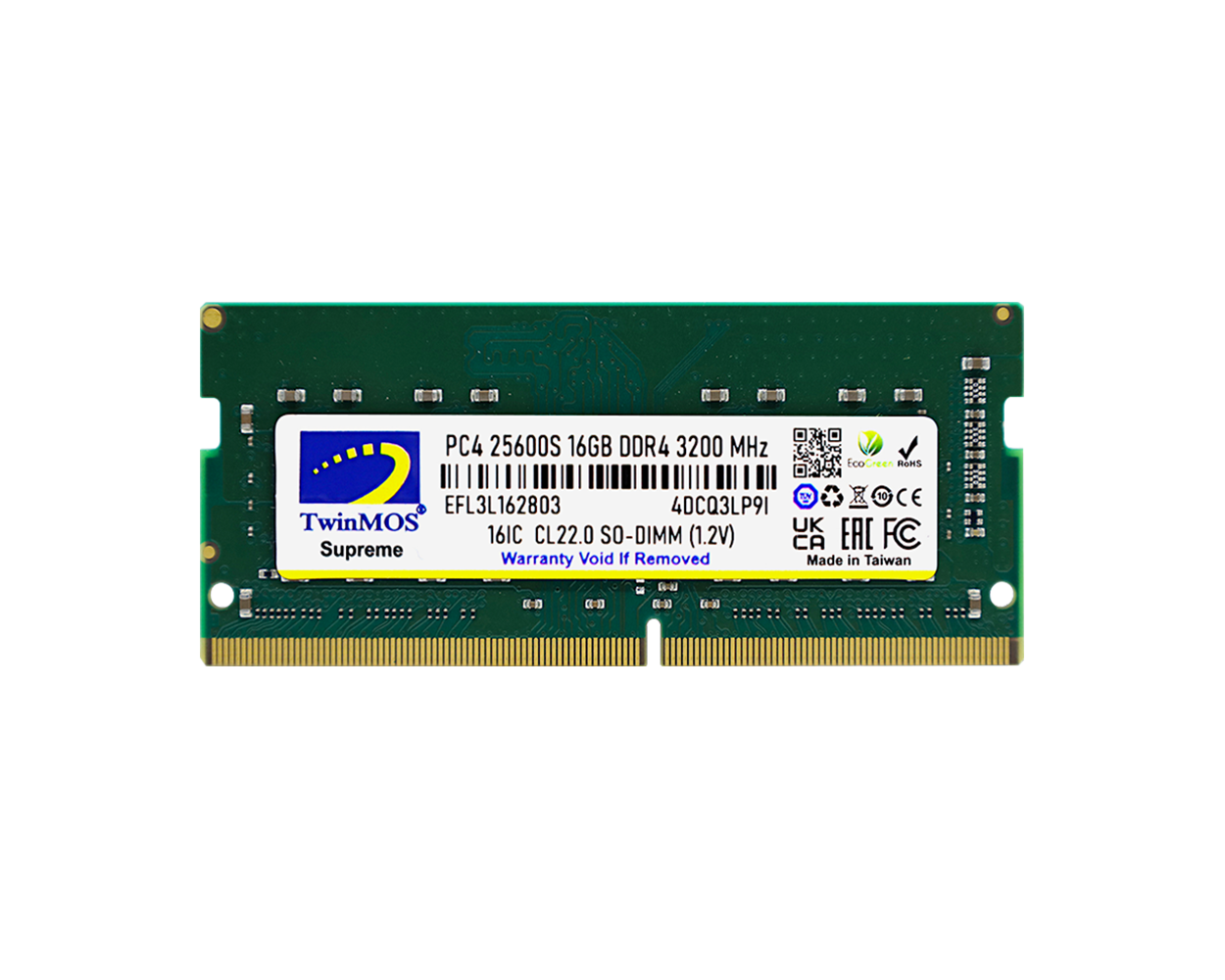 TWINMOS MDD416GB3200N 16GB (Tek Parça) DDR4 3200Mhz Notebook Bellek