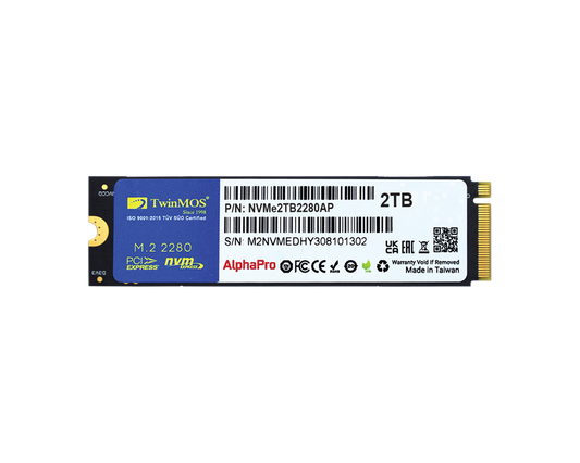 TWINMOS NVMe2TB2280AP AlphaPro M.2 2TB (3600/3250MB/s) PCIe + NVMe (3D NAND) SSD Disk (22x80MM)