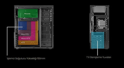 VENTO TA-K62 650W Siyah Mid Tower ATX Kasa