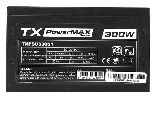 TX TXPSU300S1 300W Siyah Power Supply 2xSATA, 2xIDE