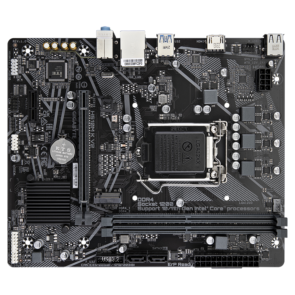 GIGABYTE H510M-K-V2 H470 DDR4 (Vga Yok) GLan mATX HDMI M2 USB3.2 1200Pv2 Anakart