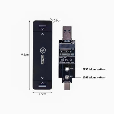 NPO DK01 NVMe M.2 USB-A/Type-C Taşınabilir Harici SSD