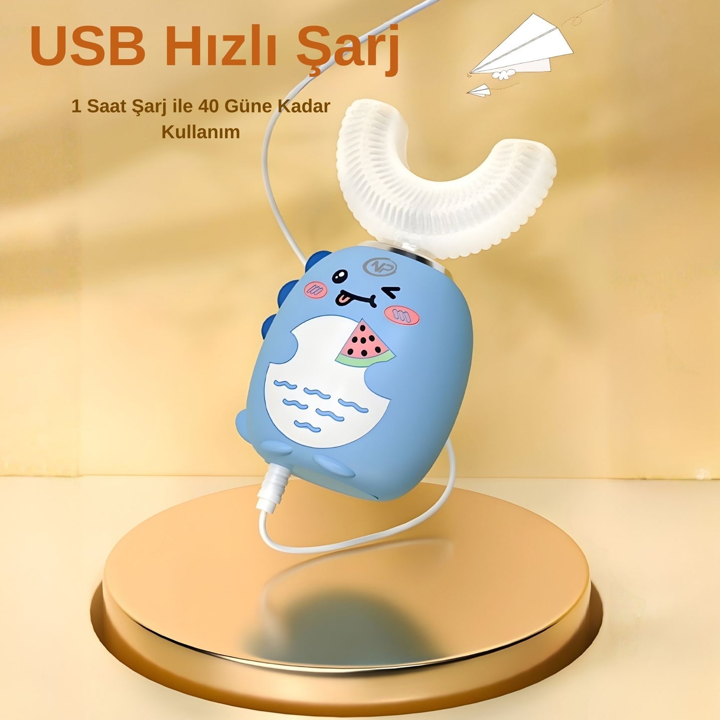 NPO 208 Şarjlı Ultrasonik 3 Modlu U Dizyan Çocuk Diş Fırçası