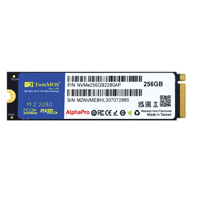 TWINMOS NVMe256GB2280AP AlphaPro M.2 256GB (3600/3250MB/s) PCIe + NVMe (3D NAND) SSD Disk (22x80MM)