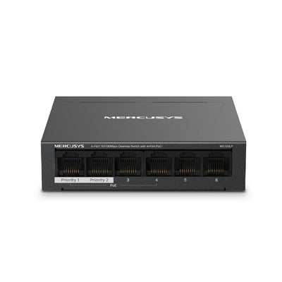TP-LINK MERCUSYS MS106LP 6 Port Mbit 4 Port Poe+ 40W 2xMbit Uplink Desktop Yönetilemez Switch