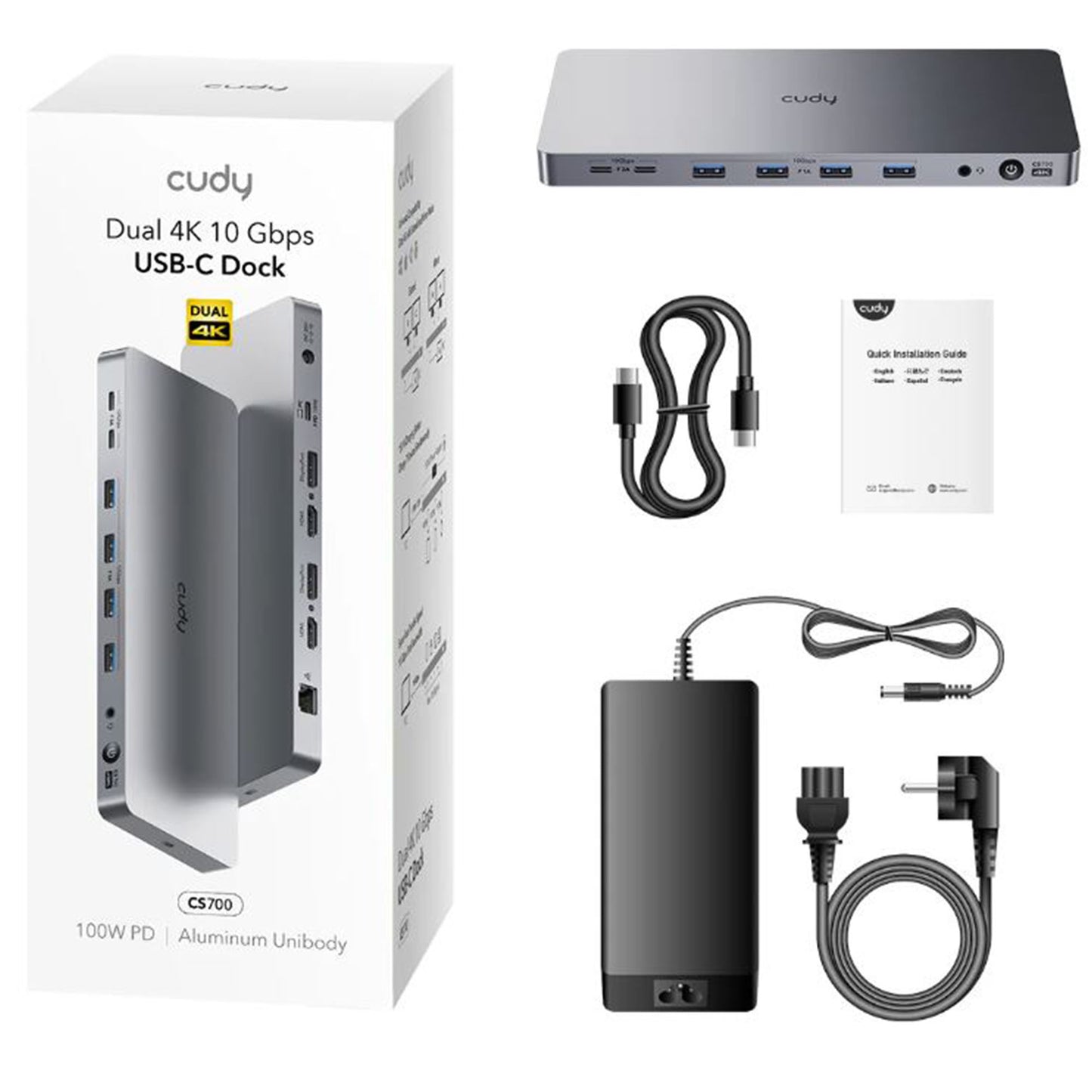 CUDY CS700 13-IN-1 10Gbps Alüminyum USB-C Dual 4K Docking Station