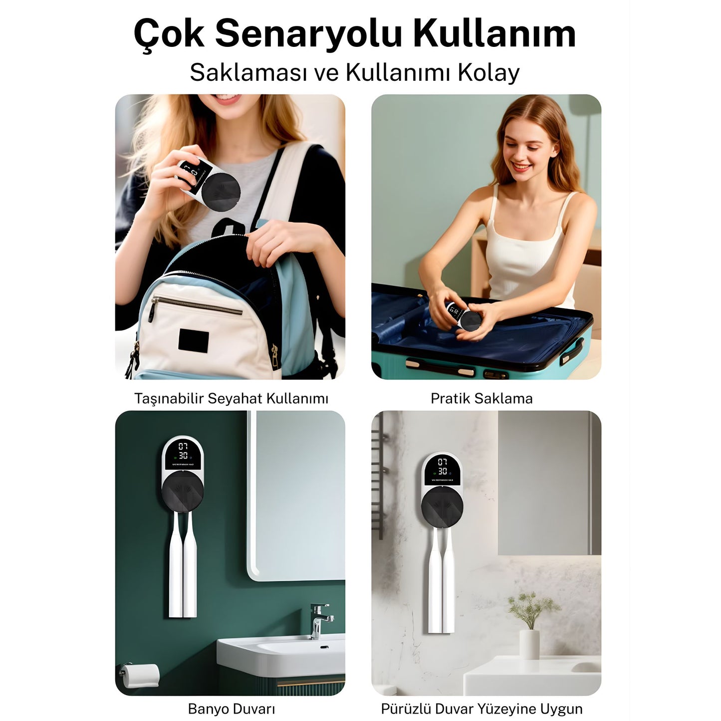 NPO ESX9 Led Ekranlı Otomatik Açılan Kapaklı Şarjlı Fırça Tutucu ve UV Diş Fırçası Sterilizatörü