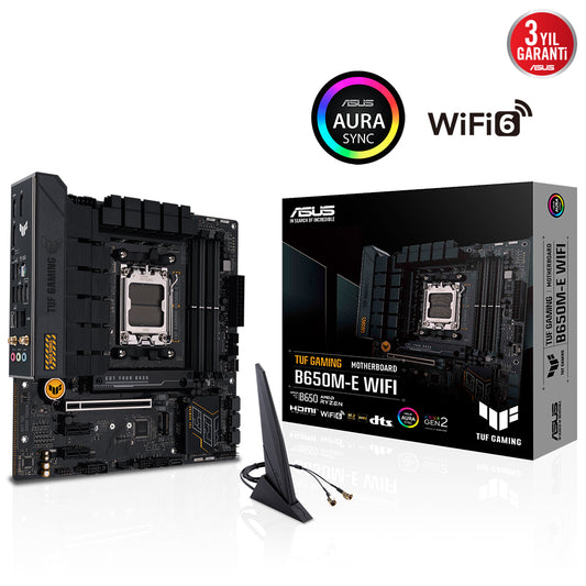 ASUS TUF GAMING B650M-E WIFI B650 DDR5 (Vga Yok) GLan 2.5G mATX HD DP US3 WIFI BT M2 TYP-C RGB AM5 AMD Anakart