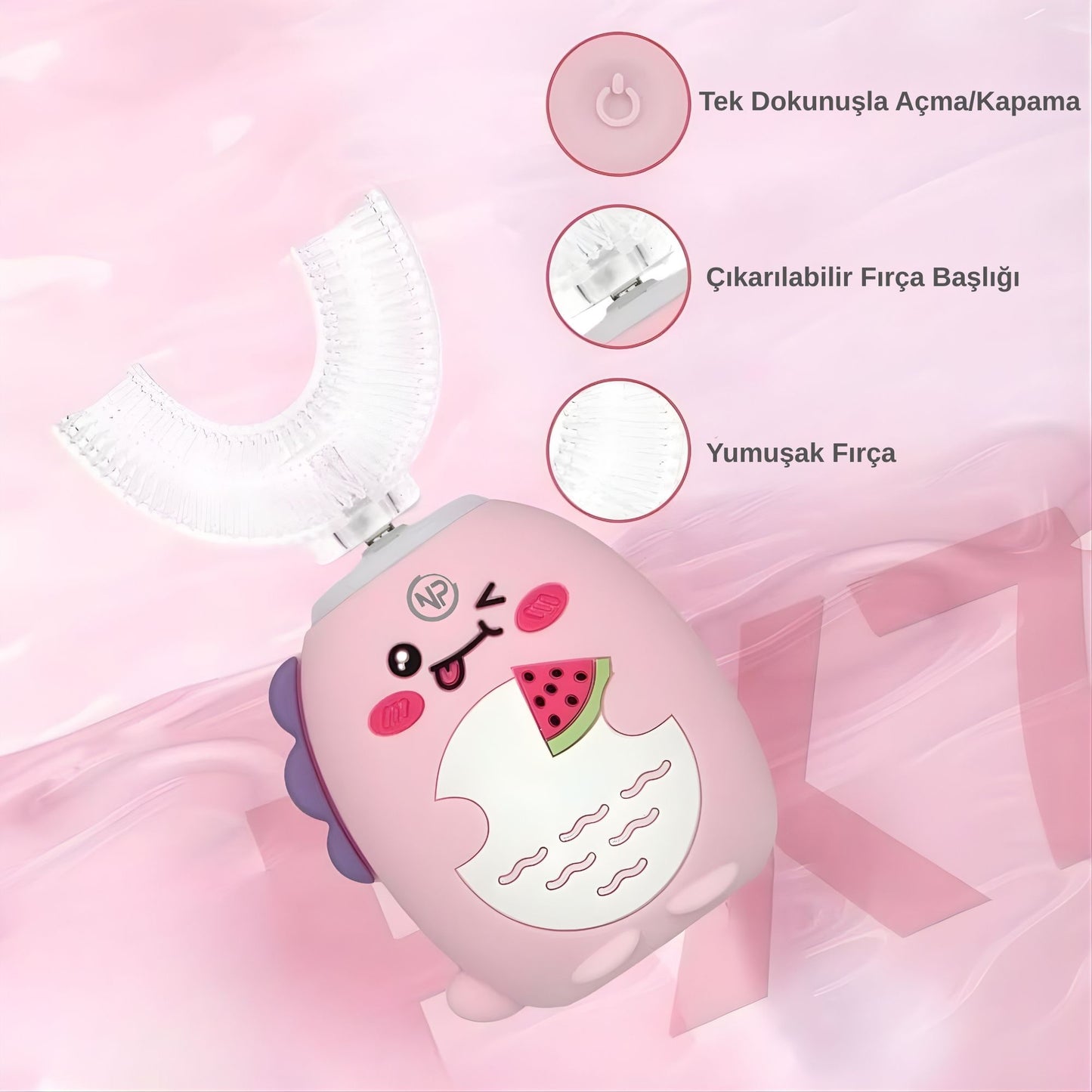 NPO 208 Şarjlı Ultrasonik 3 Modlu U Dizyan Çocuk Diş Fırçası