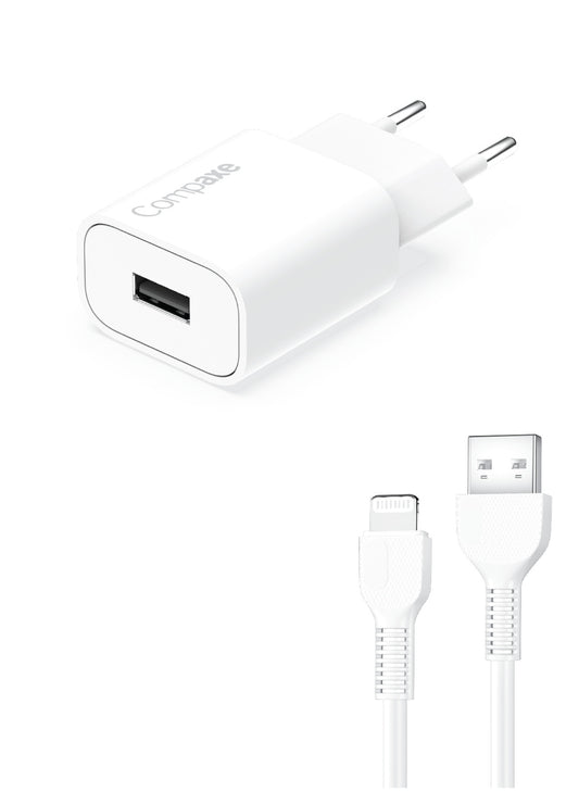 COMPAXE CTA-521 IU 10W 5V 2.1A ÇİFT USB ADAPTÖR Beyaz KABLOLU SET