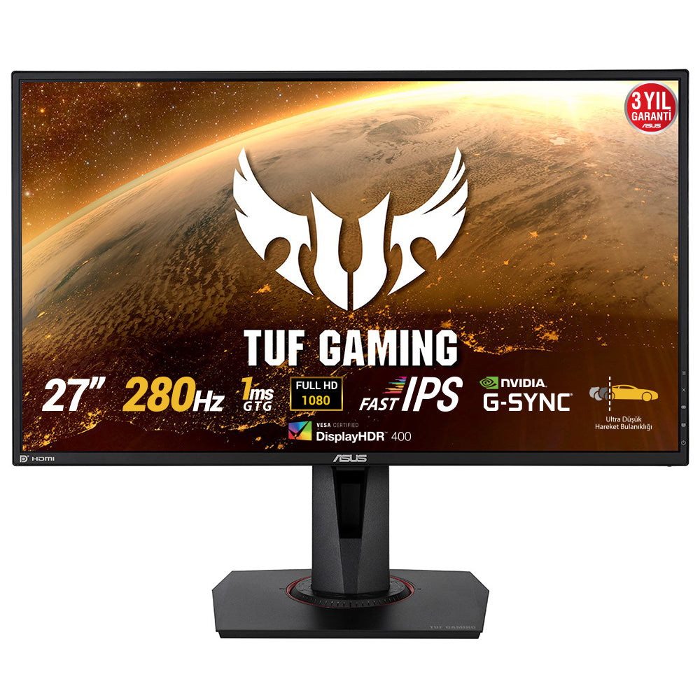 ASUS VG279QM TUF GAMING 27" LED IPS 1ms 240Hz 1920x1080 FullHD HDMI DP Multimedya (Vesa) Pivot Siyah Monitör