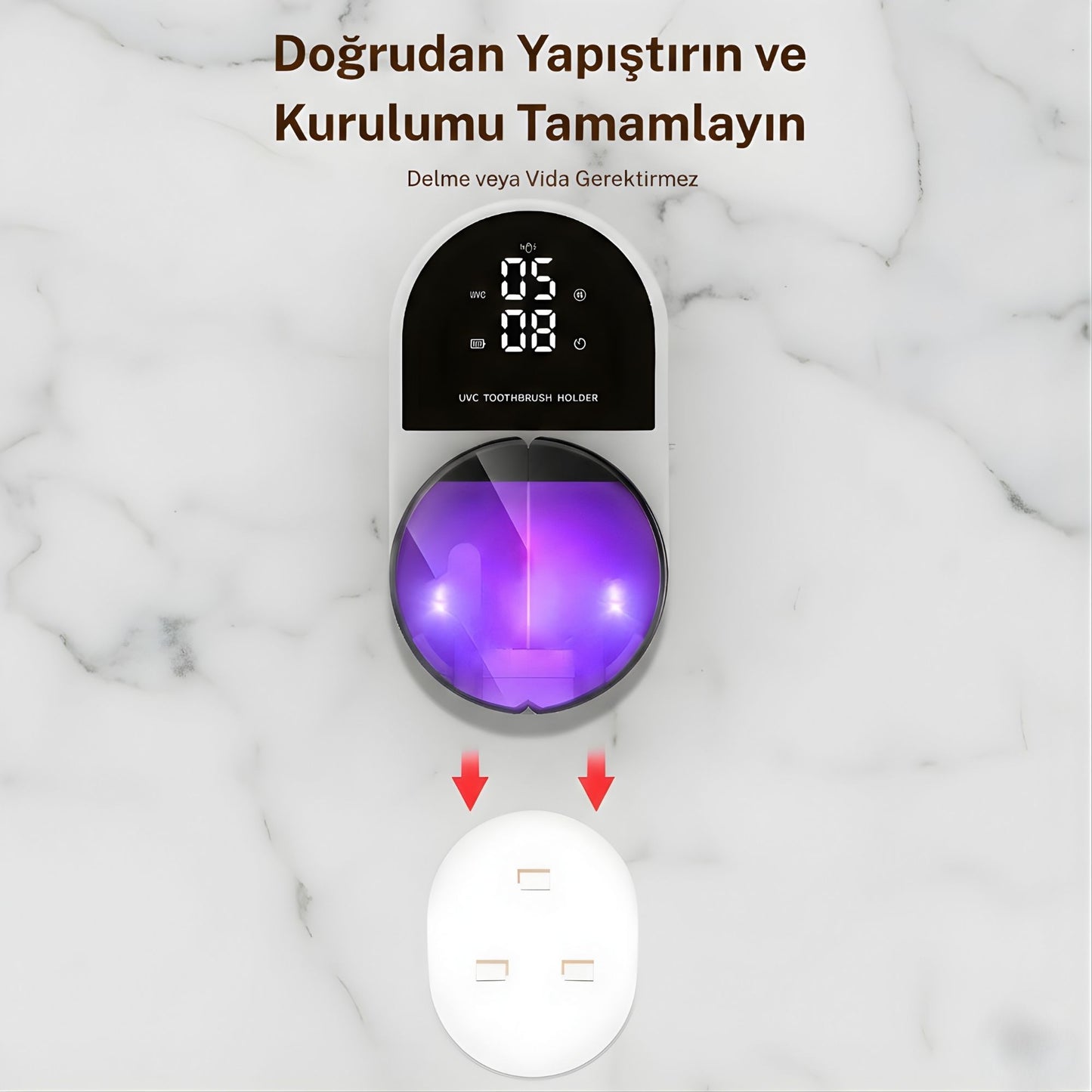 NPO ESX9 Led Ekranlı Otomatik Açılan Kapaklı Şarjlı Fırça Tutucu ve UV Diş Fırçası Sterilizatörü