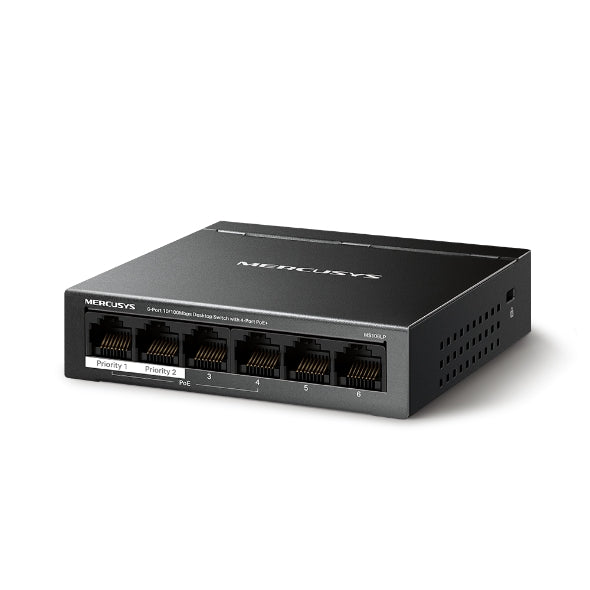 TP-LINK MERCUSYS MS106LP 6 Port Mbit 4 Port Poe+ 40W 2xMbit Uplink Desktop Yönetilemez Switch