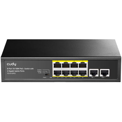 Cudy FS1010PG 8 Port 10/100Mbps PoE+ 120W PoE, 2 Uplink Portlu VLAN CCTV Rack Mount Metal Switch