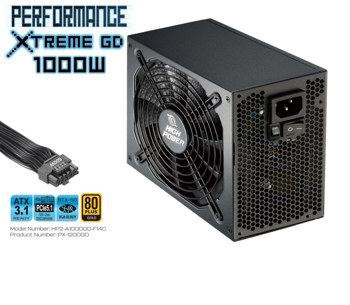 HIGH POWER HP2-A1000GD-F14C 1000W 80+ Gold Siyah PCIe 5.1 Power Supply