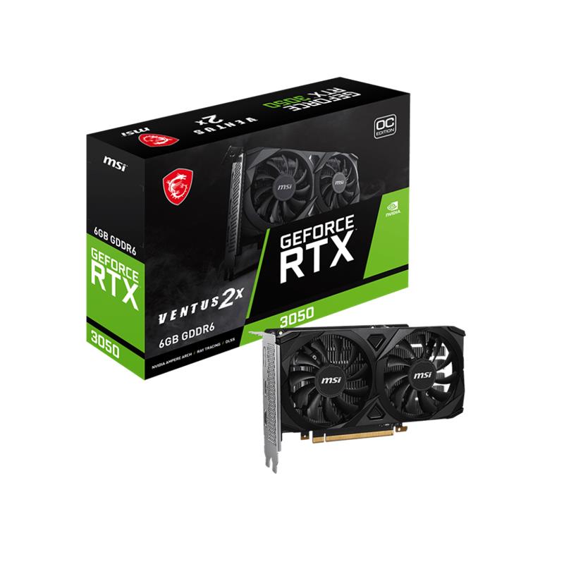 Msi Geforce Rtx3050 Ventus 2x E 6g Oc 6gb Gddr6 96bit 2xhdmi 1xdp Ekran Karti