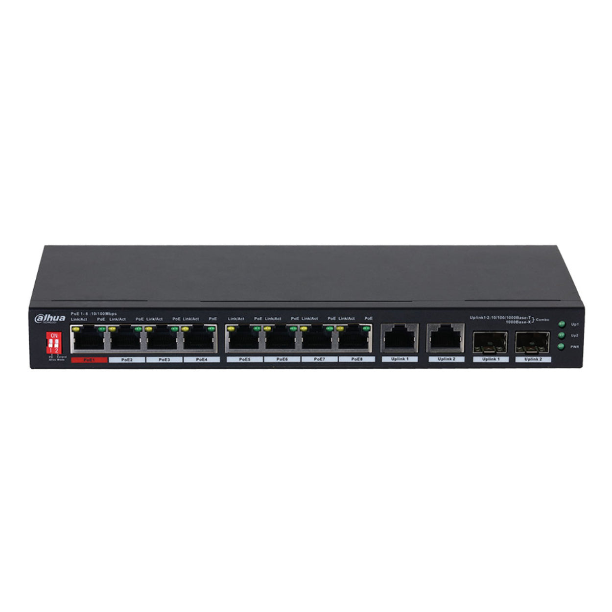 DAHUA PFS3210-8ET2GF-96 8+4 10/100 Yönetilemez +2 Port Gb. +2 Sfp Port 8 port poe 96W Metal Kasa