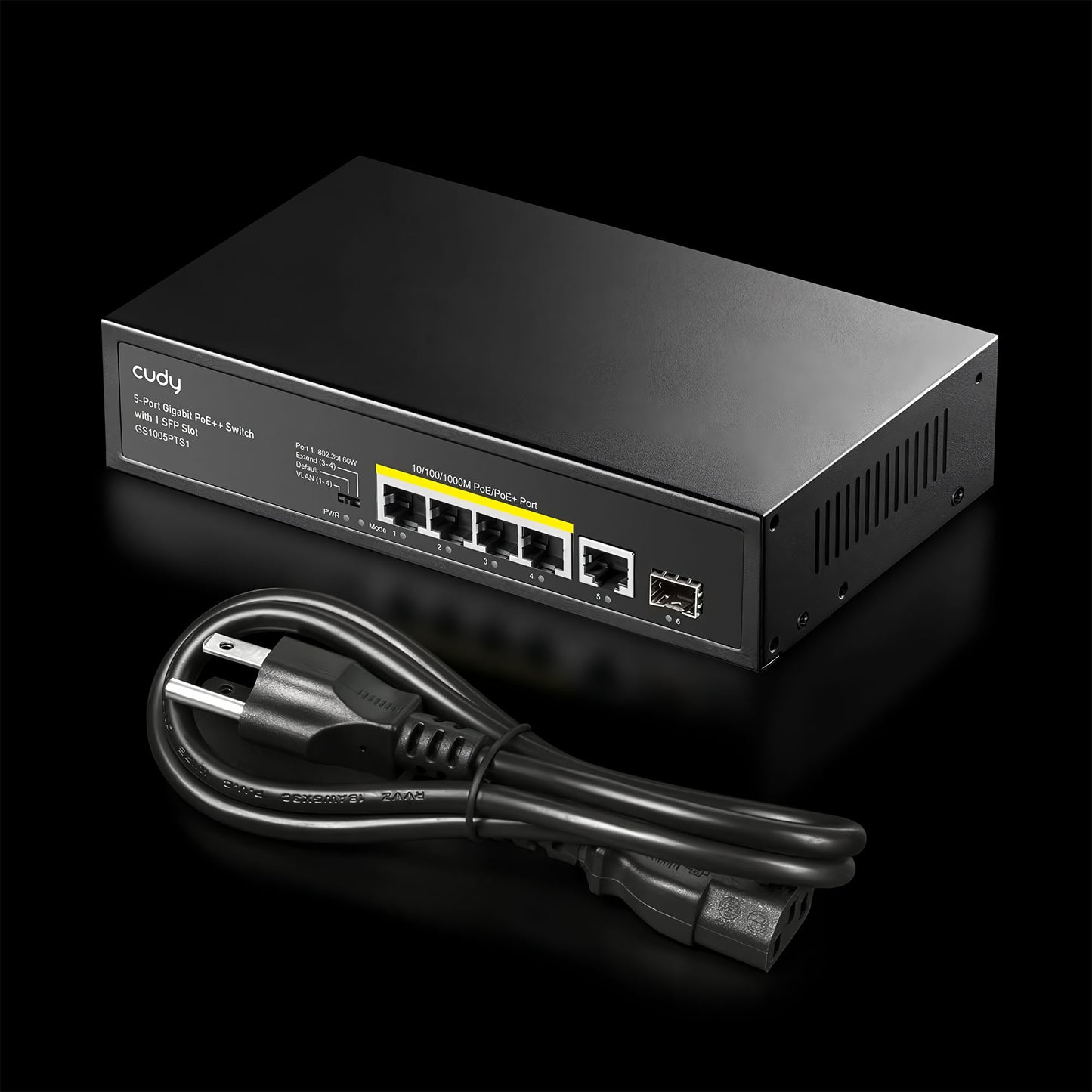 Cudy GS1005PTS1 1 Port Gigabit+ 4 Port Gigabit 120W PoE+1 Port SFP Gigabit Metal Switch